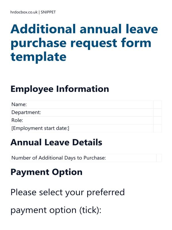 Preview snippet of additional annual leave purchase request form template content