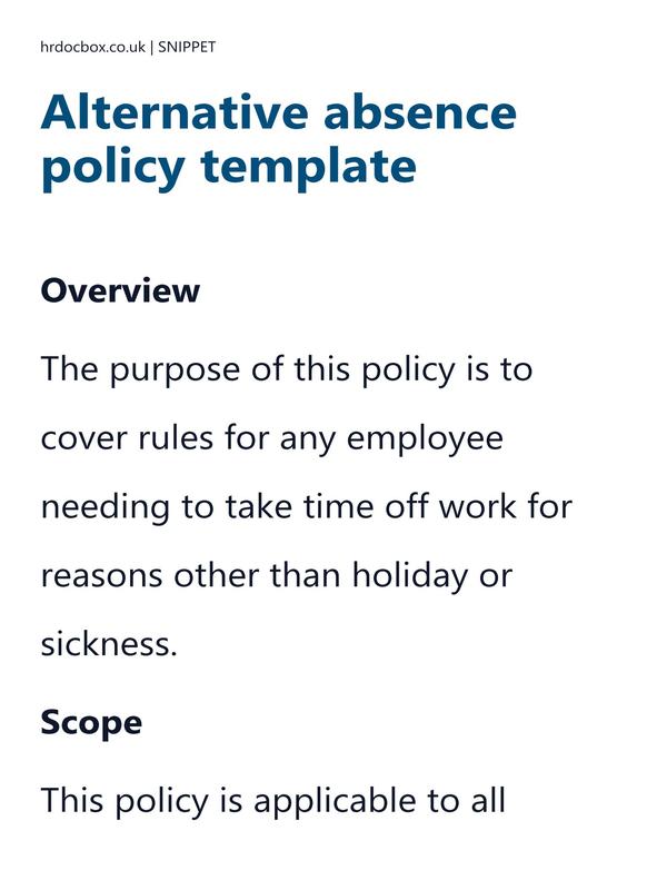 Preview snippet of Alternative absence policy template content