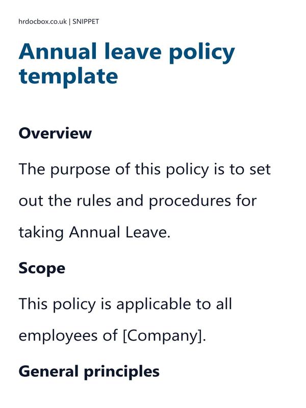 Preview snippet of annual leave policy template content