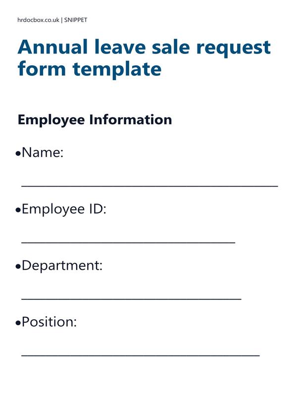 Preview snippet of annual leave sale request form template content