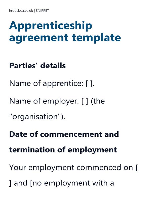 Apprenticeship agreement template preview