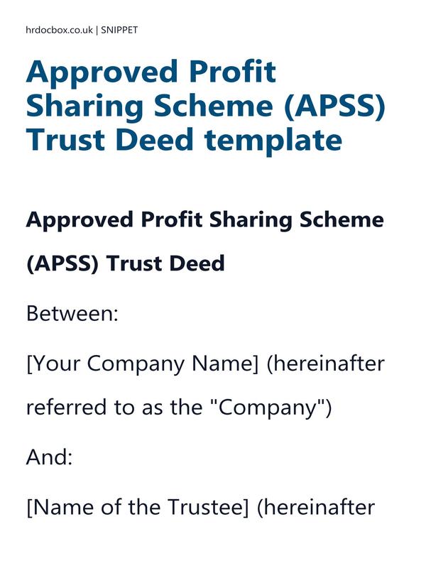 Preview snippet of approved profit sharing scheme (apss) trust deed template content