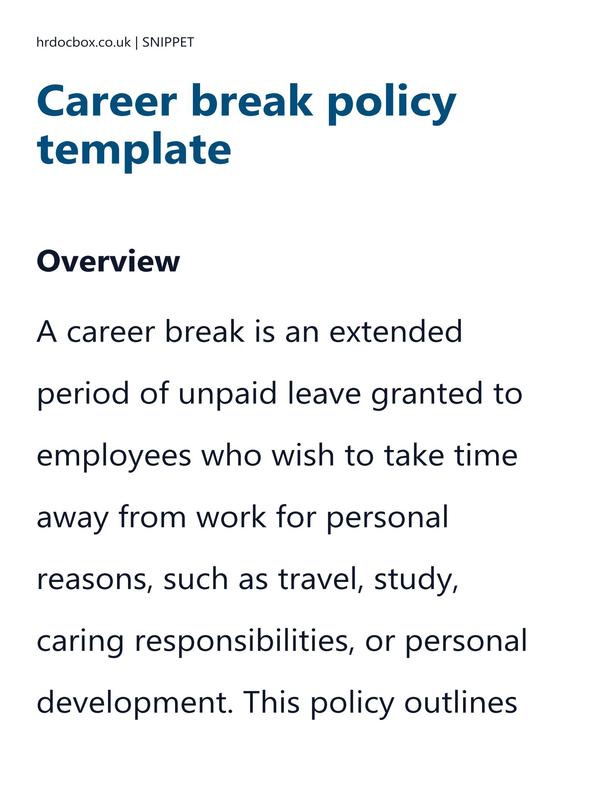 Preview snippet of Career break policy template content