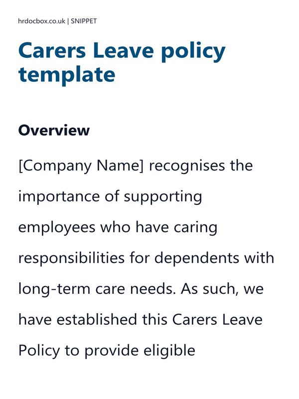 Preview snippet of carers leave policy template content
