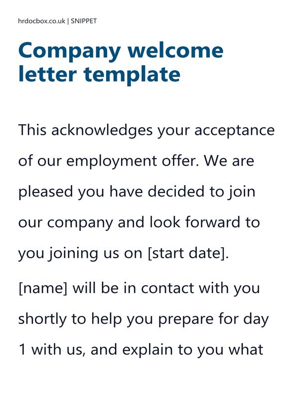 Company welcome letter template preview