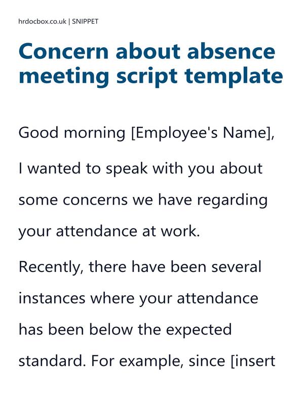Preview snippet of concern about absence meeting script template content