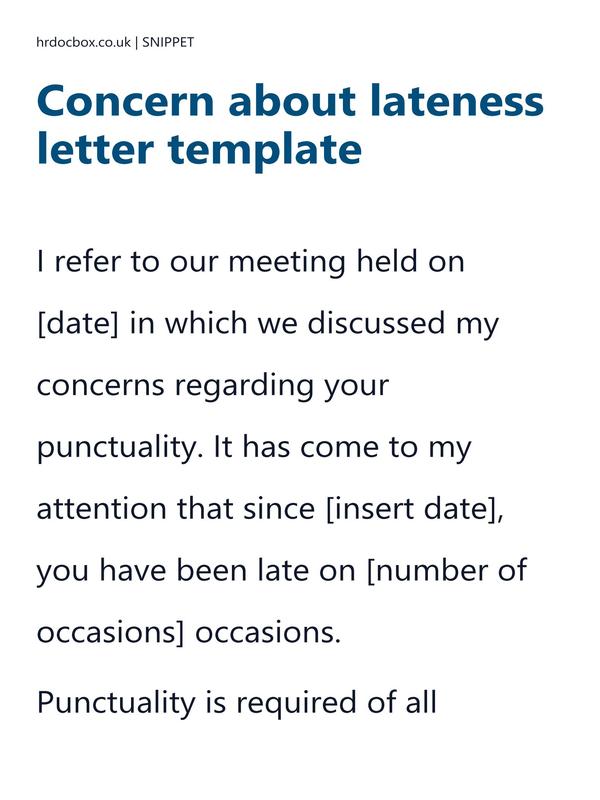 Preview snippet of concern about lateness letter template content