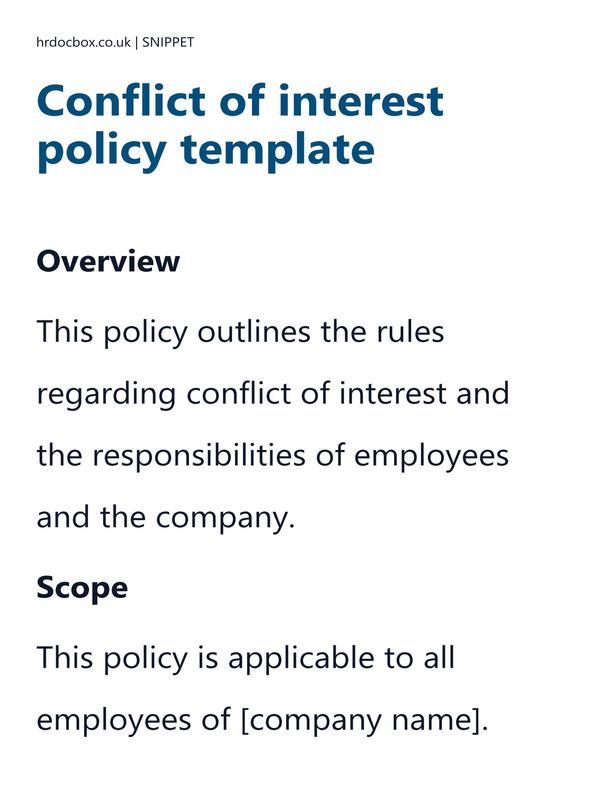 Preview snippet of conflict of interest policy template content