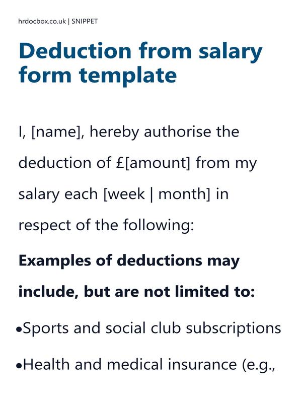 Preview snippet of deduction from salary form template content