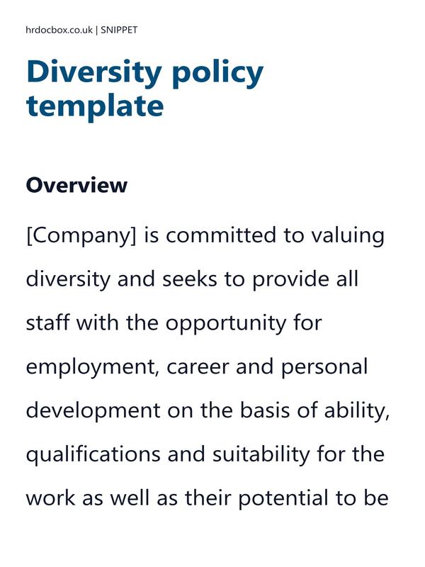 Preview snippet of diversity policy template content