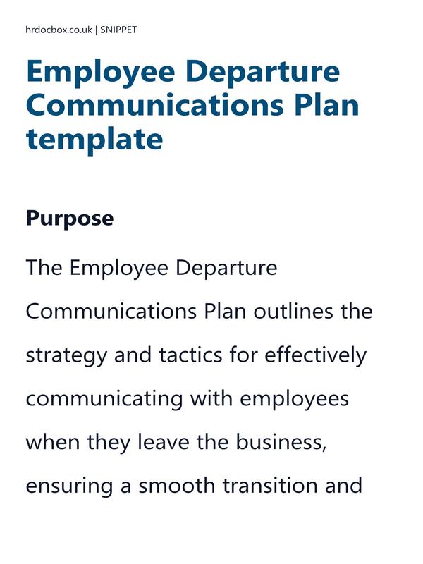 Preview snippet of Employee Departure Communications Plan template content