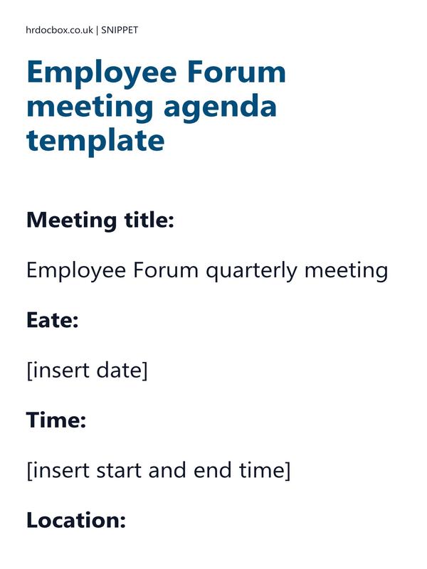 Preview snippet of employee forum meeting agenda template content