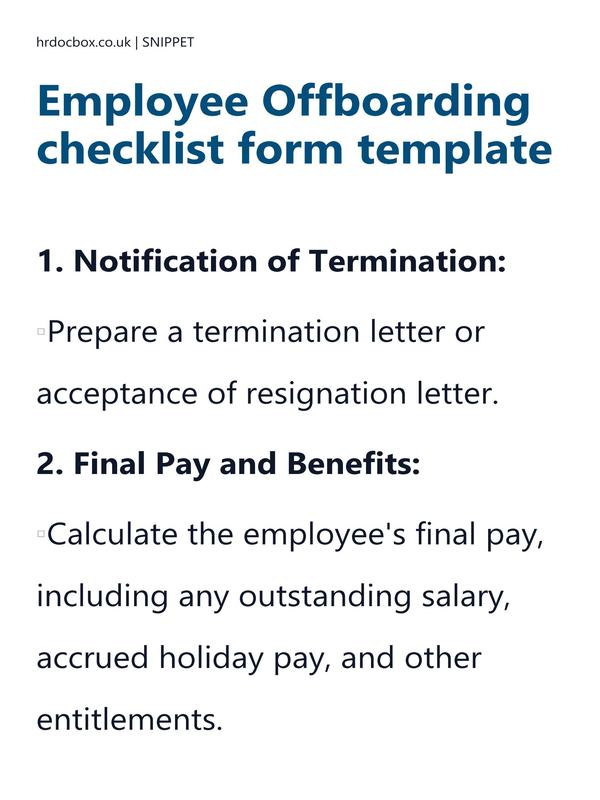 Preview snippet of Employee Offboarding checklist form template content