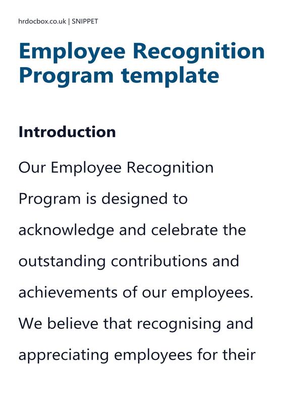 Preview snippet of Employee Recognition Program template content