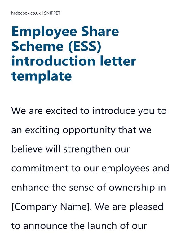 Preview snippet of employee share scheme (ess) introduction letter template content