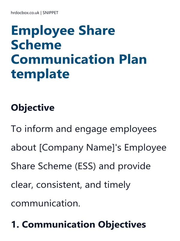 Preview snippet of Employee Share Scheme Communication Plan template content
