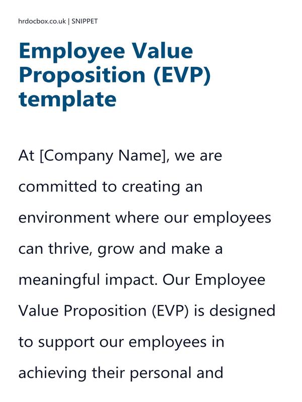 Preview snippet of employee value proposition (evp) template content