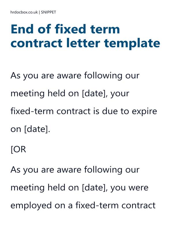 Preview snippet of End of fixed term contract letter template content