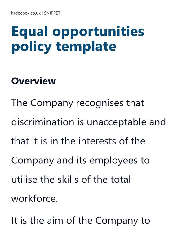 Preview snippet of Equal opportunities policy template content