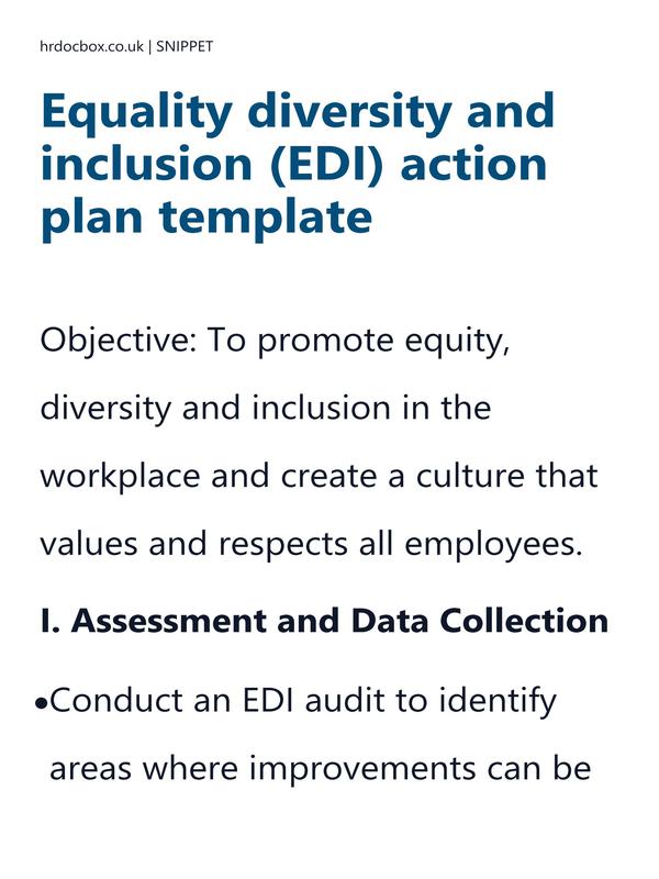 Preview snippet of Equality diversity and inclusion (EDI) action plan template content