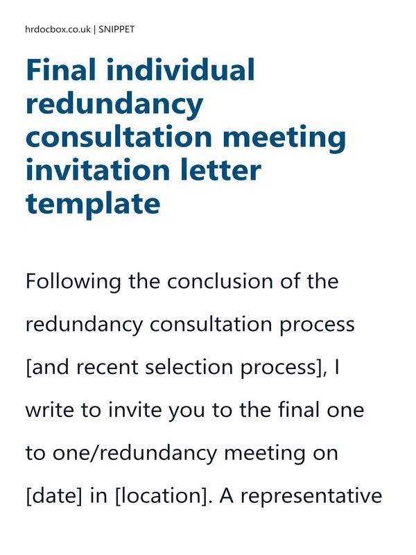 Preview snippet of final individual redundancy consultation meeting invitation letter template content