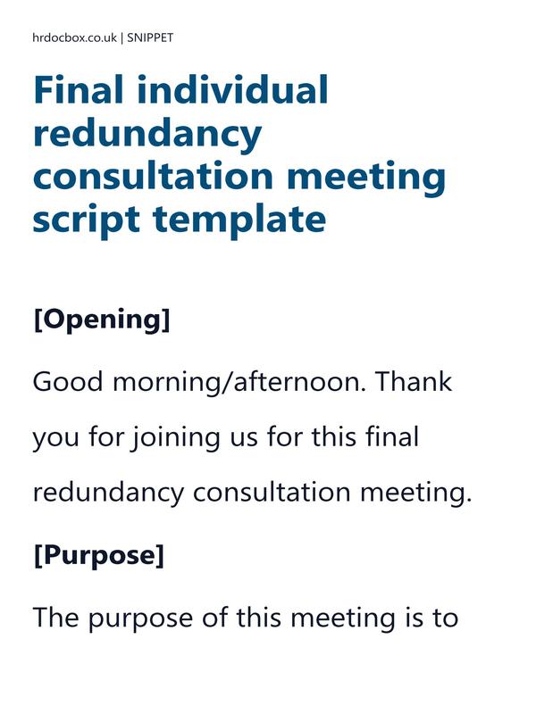 Preview snippet of Final individual redundancy consultation meeting script template content