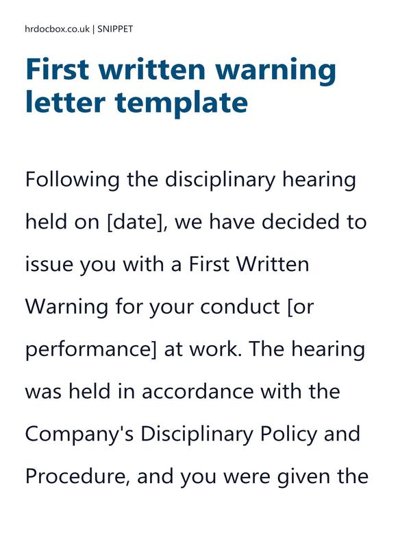 First written warning letter template preview