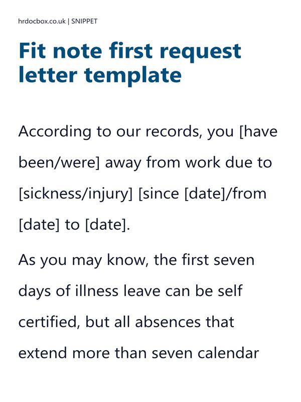Preview snippet of fit note first request letter template content