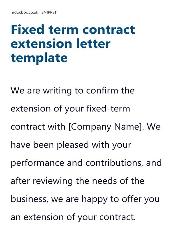 Preview snippet of Fixed term contract extension letter template content