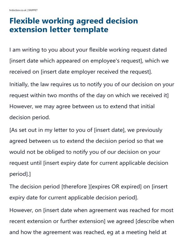 Preview snippet of Flexible working agreed decision extension letter template content