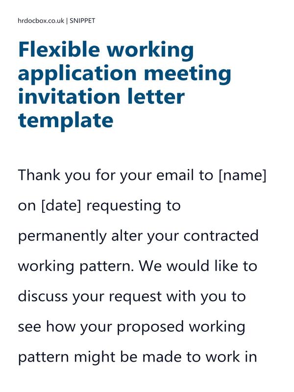 Preview snippet of flexible working application meeting invitation letter template content
