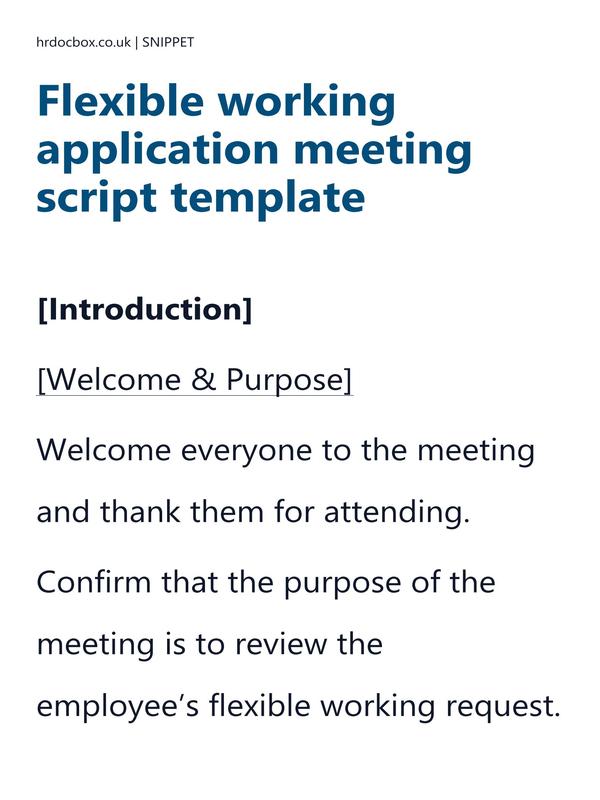 Preview snippet of flexible working application meeting script template content