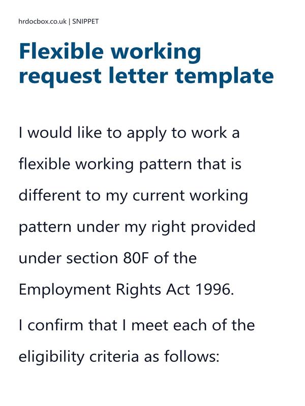 Preview snippet of flexible working request letter template content