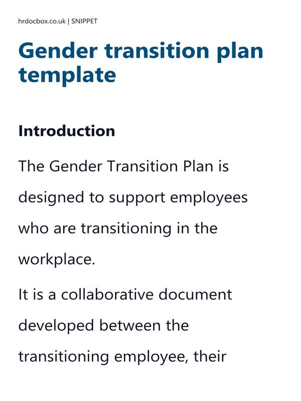 Preview snippet of gender transition plan template content