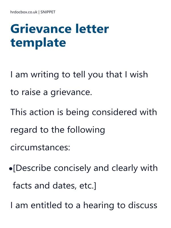 Preview snippet of grievance letter template content
