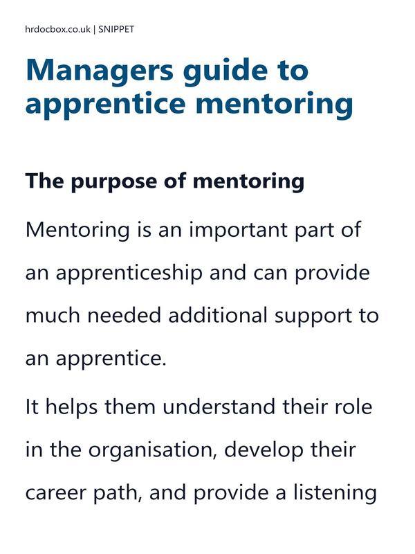 Preview snippet of Managers guide to apprentice mentoring content