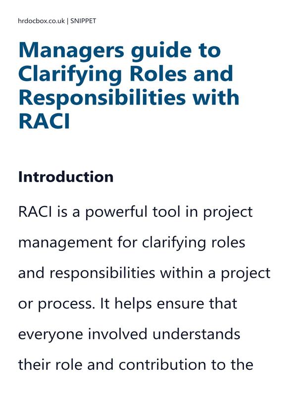 Preview snippet of Managers guide to Clarifying Roles and Responsibilities with RACI content