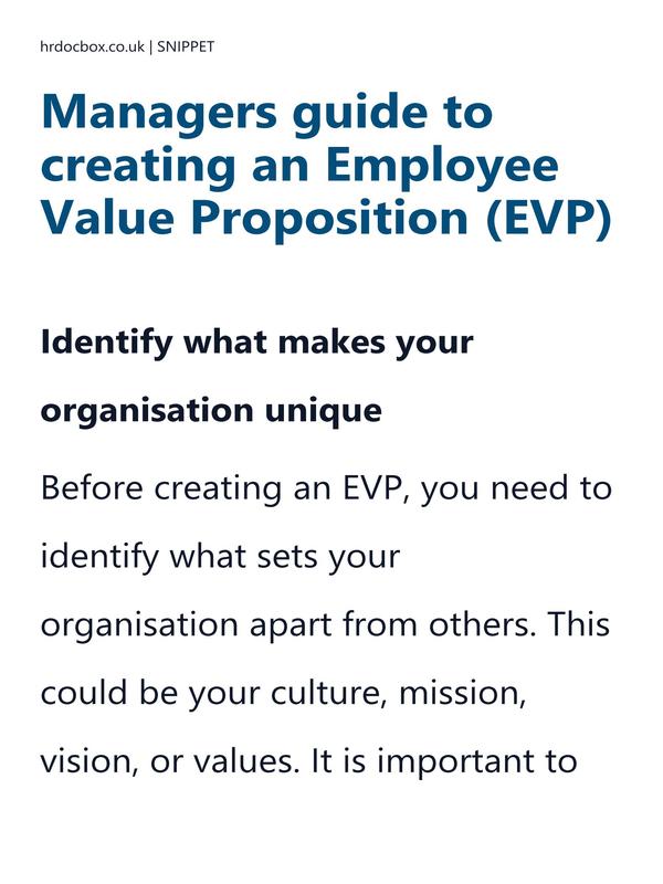 Preview snippet of Managers guide to creating an Employee Value Proposition (EVP) content