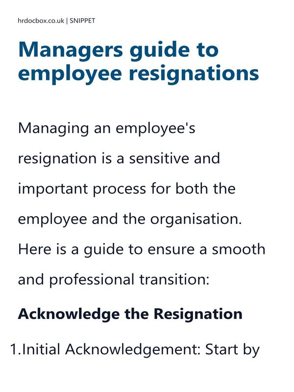 Preview snippet of guide to employee resignations content