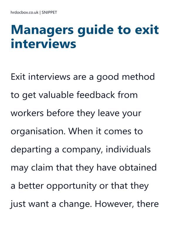 Preview snippet of Managers guide to exit interviews content