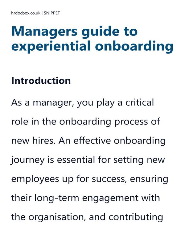Preview snippet of Managers guide to experiential onboarding content