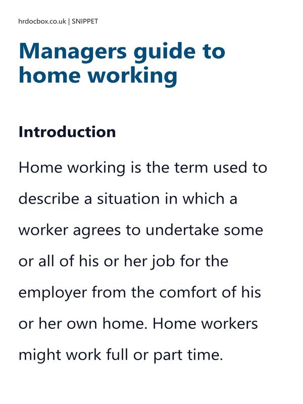Preview snippet of guide to home working content