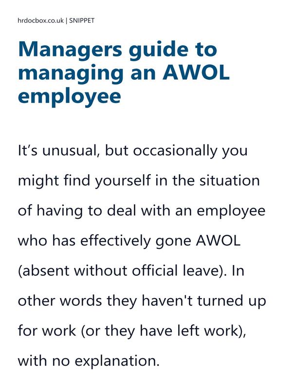 Preview snippet of guide to managing an awol employee content