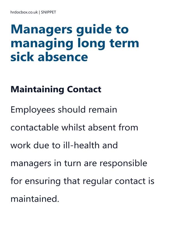 Preview snippet of guide to managing long term sick absence content