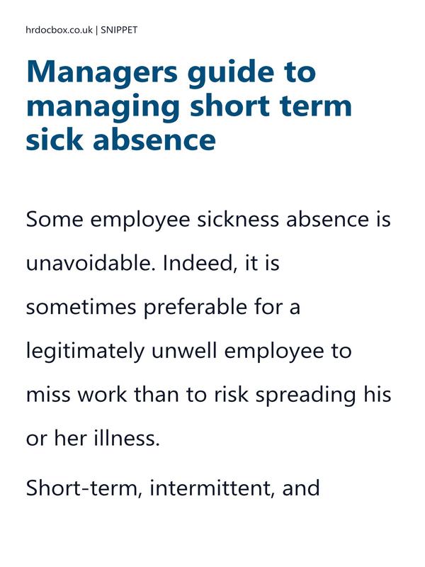 Preview snippet of guide to managing short term sick absence content
