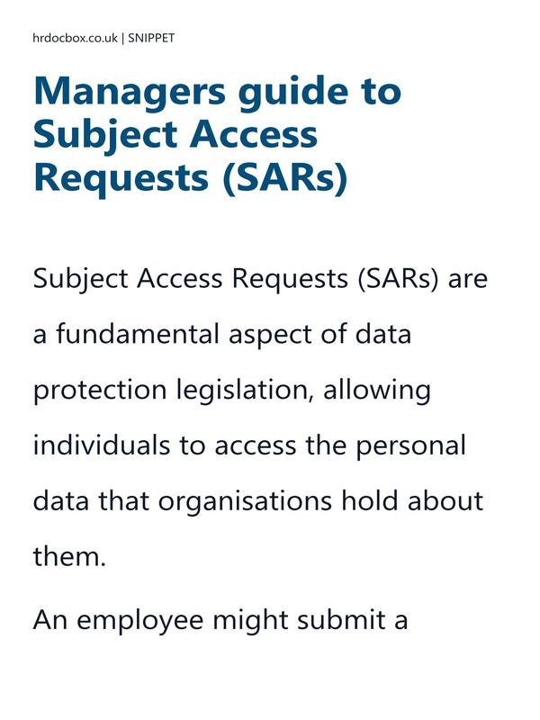 Preview snippet of Managers guide to Subject Access Requests (SARs) content