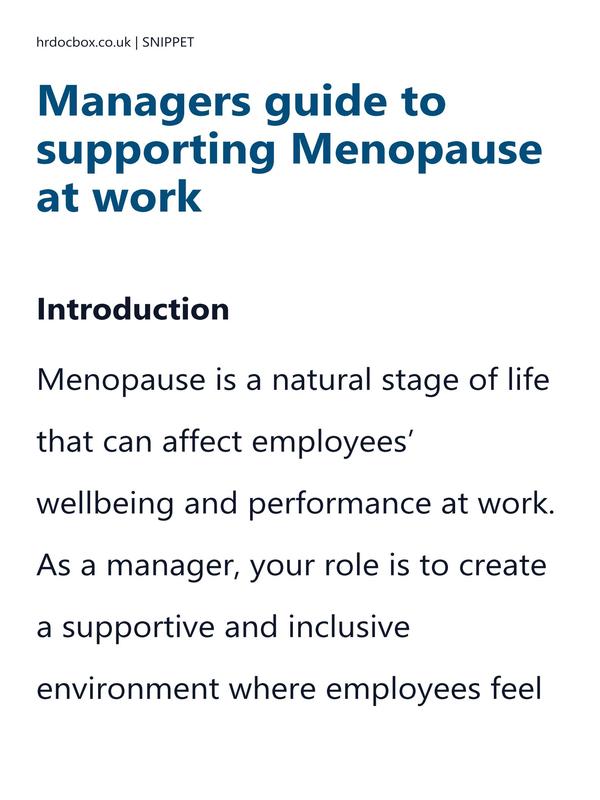 Preview snippet of Managers guide to supporting Menopause at work content