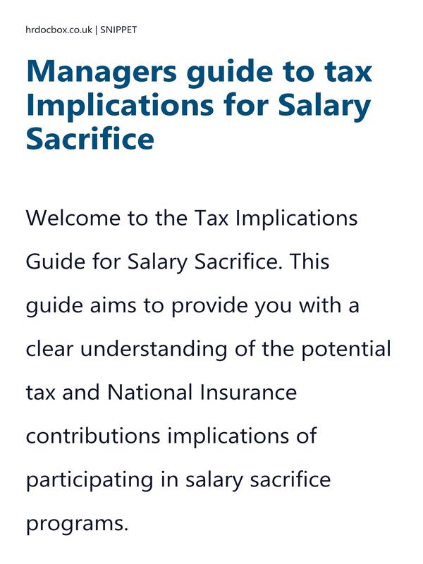 Preview snippet of Managers guide to tax Implications for Salary Sacrifice content