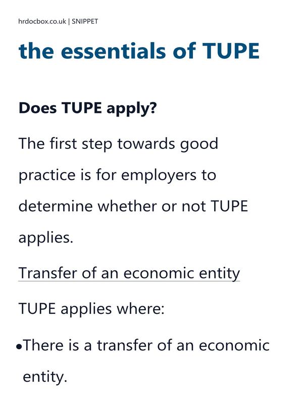 Preview snippet of Managers guide to the essentials of TUPE content
