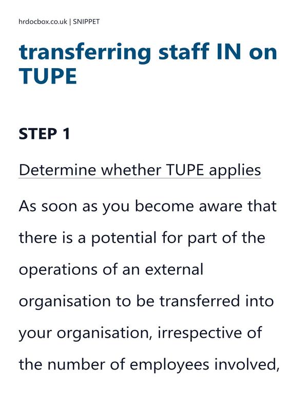 Managers guide to transferring staff IN on TUPE preview
